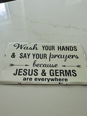 New W Tags. Creative Co-Op Brown and White Metal Wall Sign